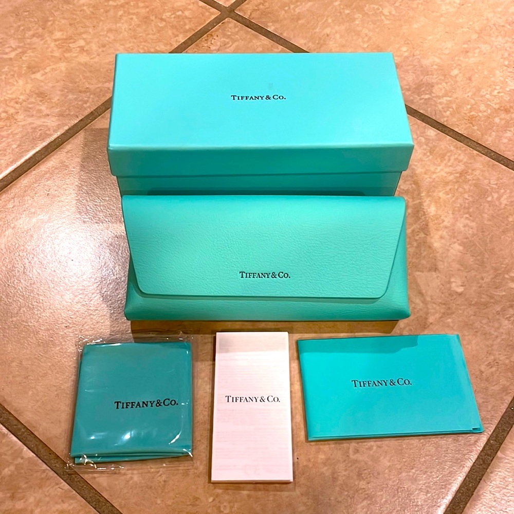 Tiffany & Co. box with glasses/sunglasses case and cleaning cloth